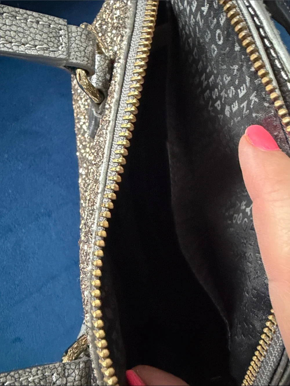 kate spade Glitter Dome Satchel in Metallic Silver and Gold Tones